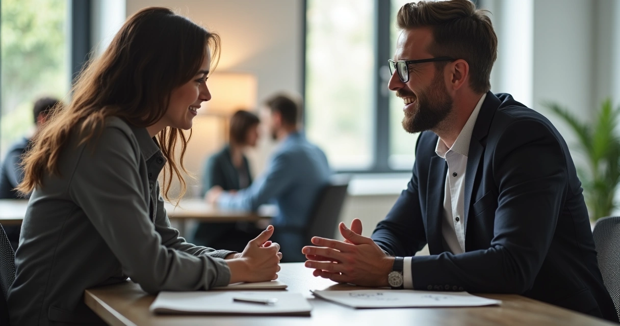 Gestor interagindo com colaborador demonstrando empatia 