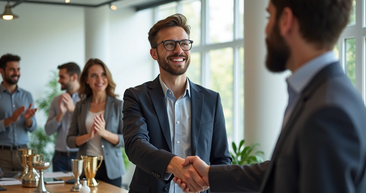Líder parabenizando profissional pelo sucesso 