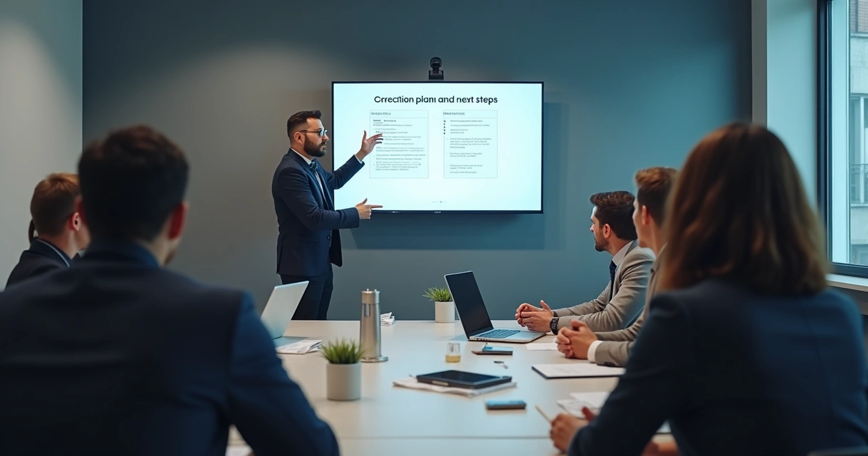 Líder comunicando correção de erro à equipe