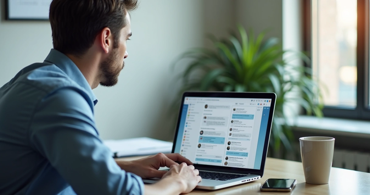 Pessoa analisando conteúdo em tela de redes sociais 