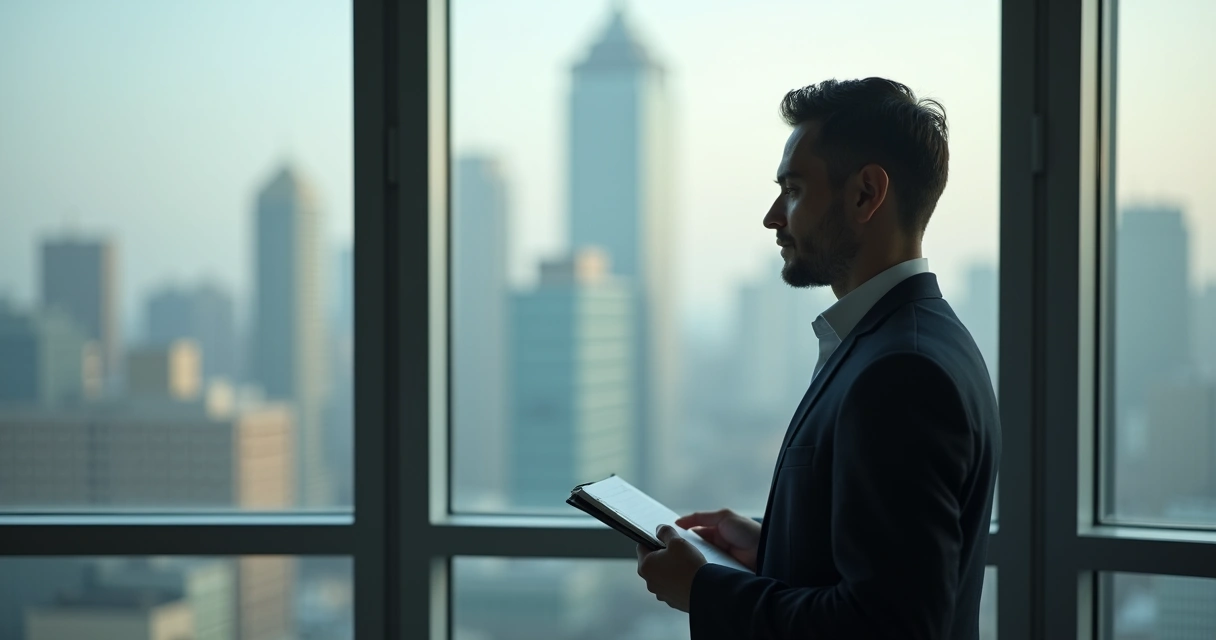 Líder faz pausa para reflexão silenciosa em ambiente de trabalho 