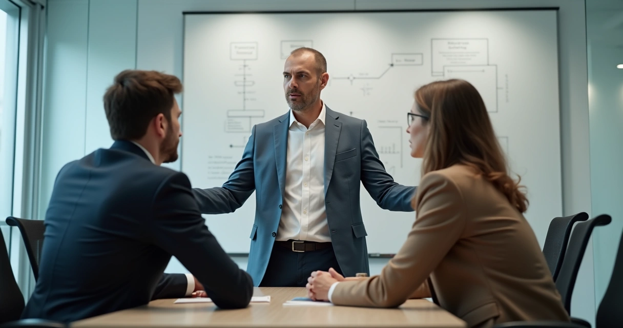 Líder facilitando resolução de conflitos entre membros da equipe 