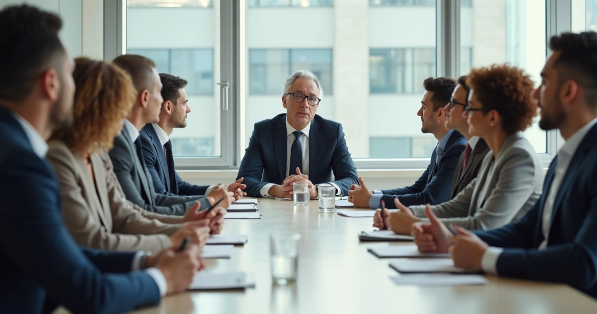 Líder observando equipe em reunião