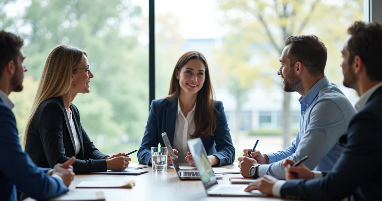 Líder en reunión pidiendo apoyo al equipo 