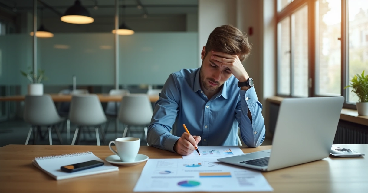 Líder jovem revisando relatórios no escritório
