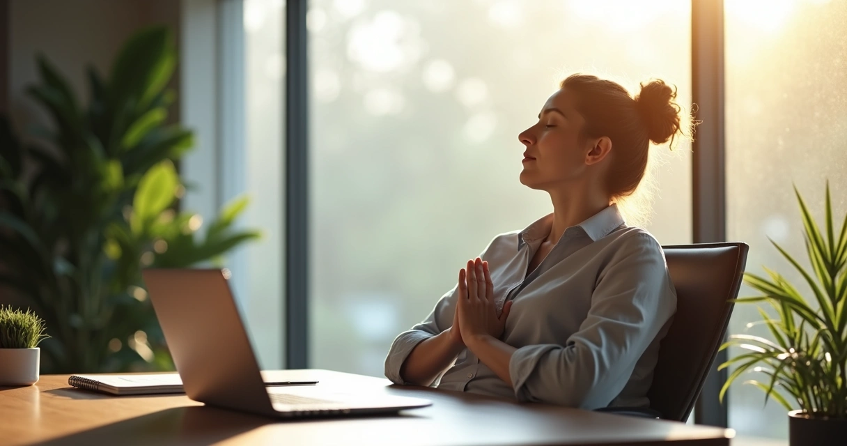 Líder sentado, relaxando perto de uma janela com luz natural 