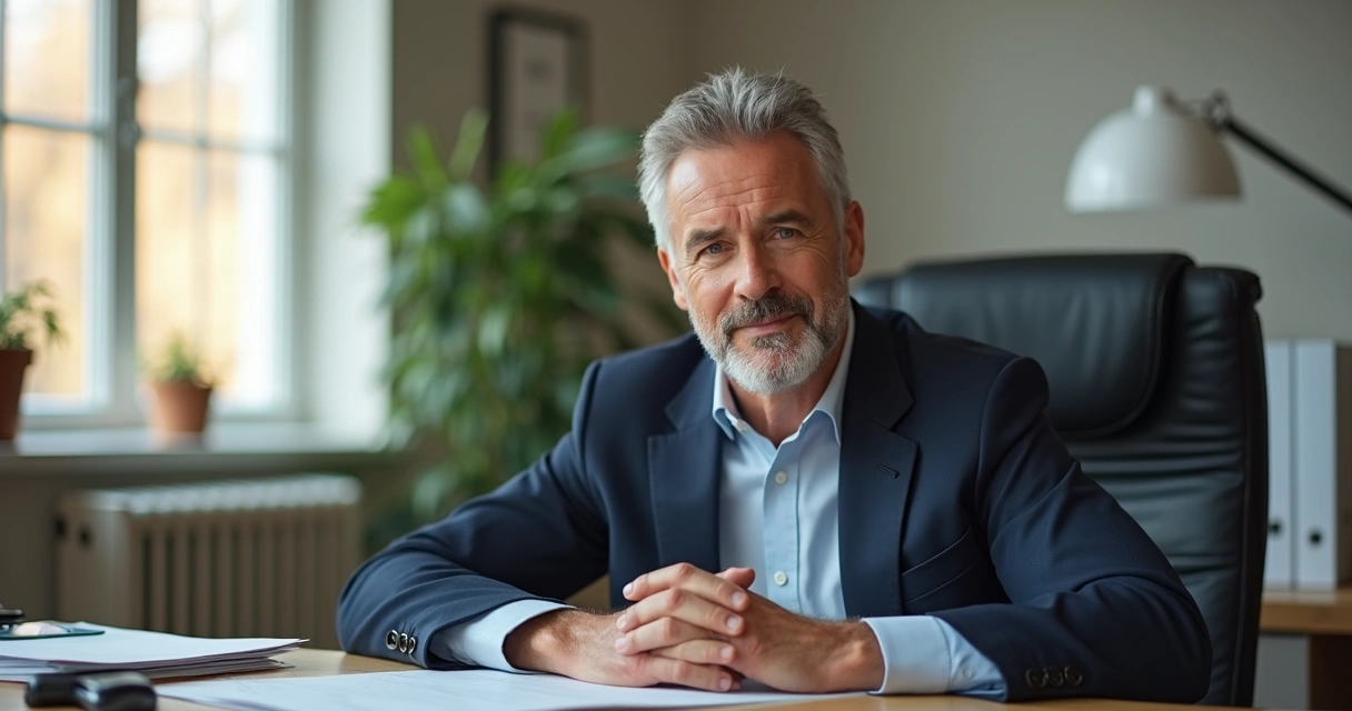 Persona líder serena en una oficina moderna 