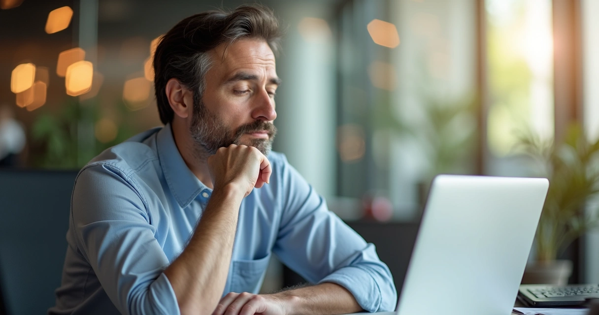 Pessoa de expressão tranquila tomando decisão