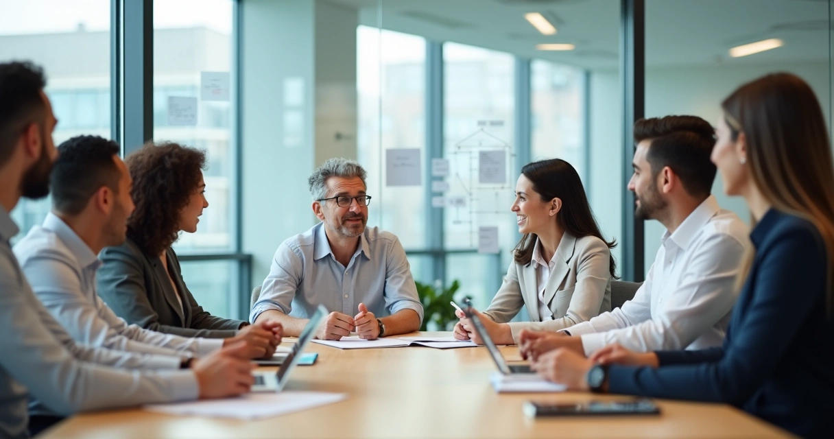 Líder ouvindo equipe em reunião usando validação emocional nas decisões 