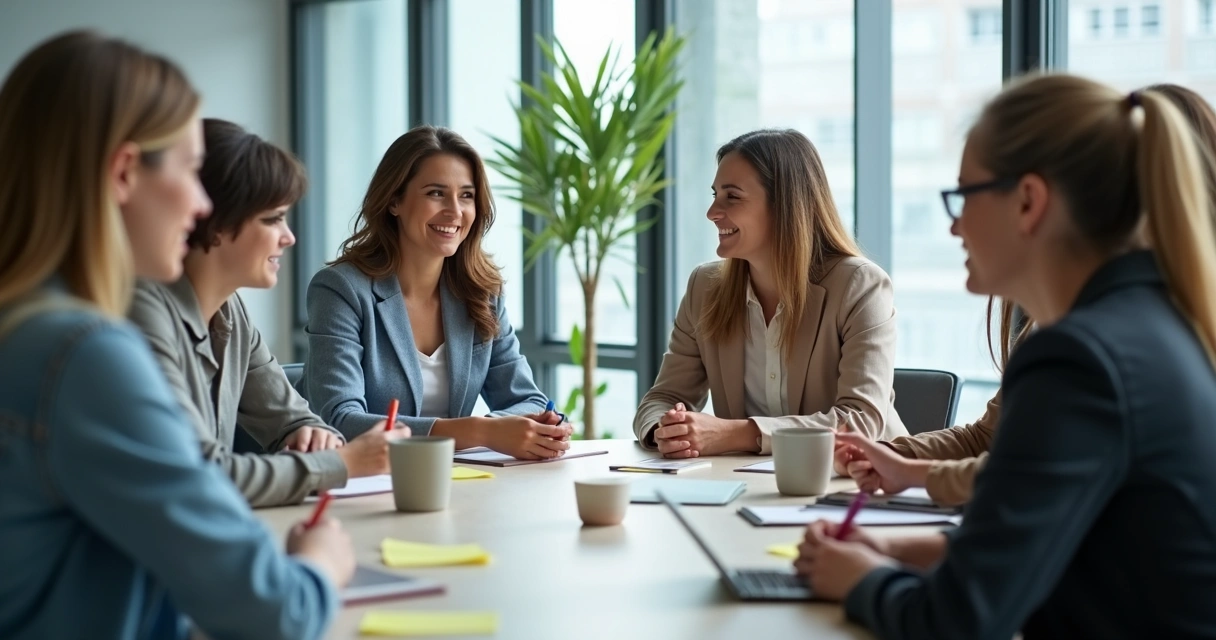 Líder conversando com equipe em ambiente de trabalho moderno 
