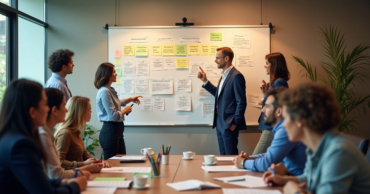 Lideranças alinhando valores em workshop corporativo