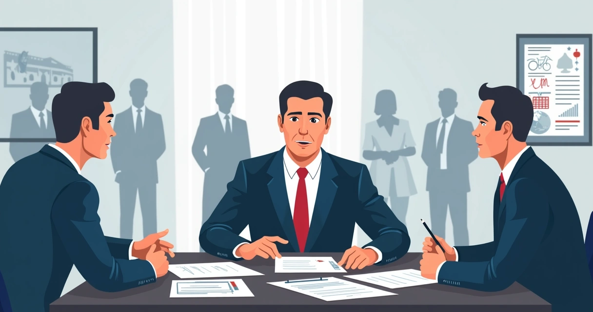 Reunião de liderança política sendo observada discretamente por opositores 
