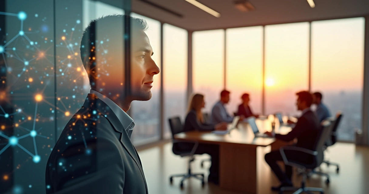 Líder em reunião com equipe conectando consciência interior e cultura organizacional 