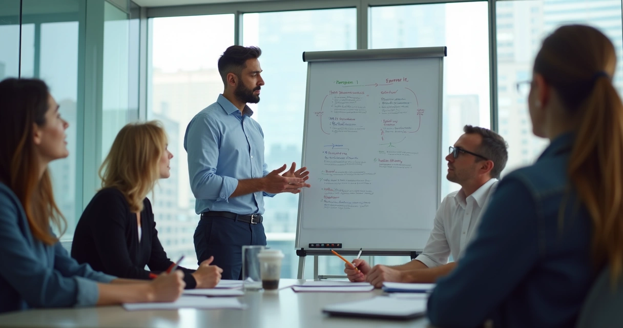 Líder orienta equipe mostrando impacto humano de decisões