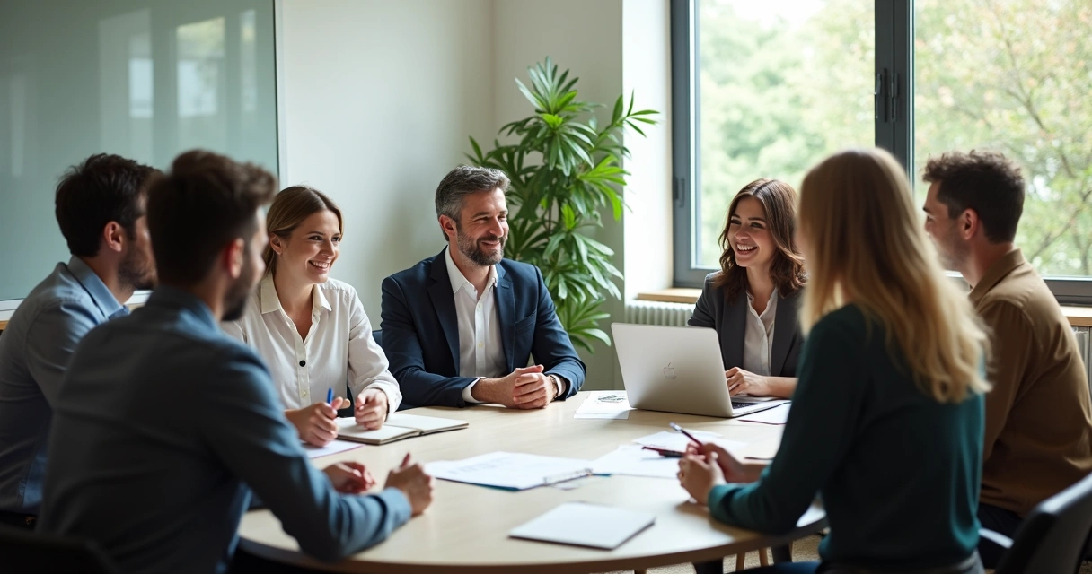 Reunião de equipe com líder escutando atentamente 