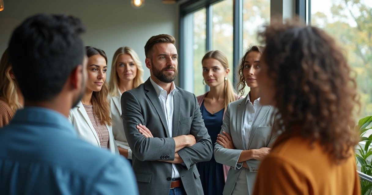 Liderança consciente em roda de equipe 