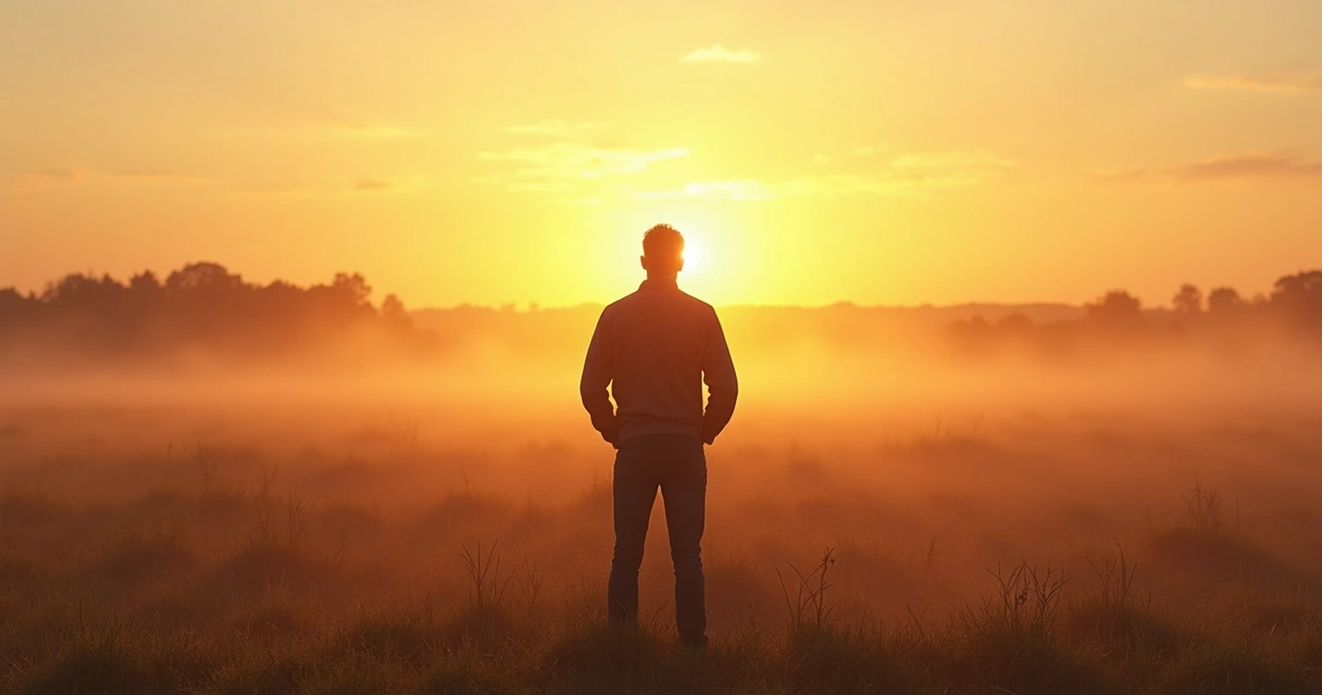 Pessoa olhando o horizonte com postura de liderança consciente. 