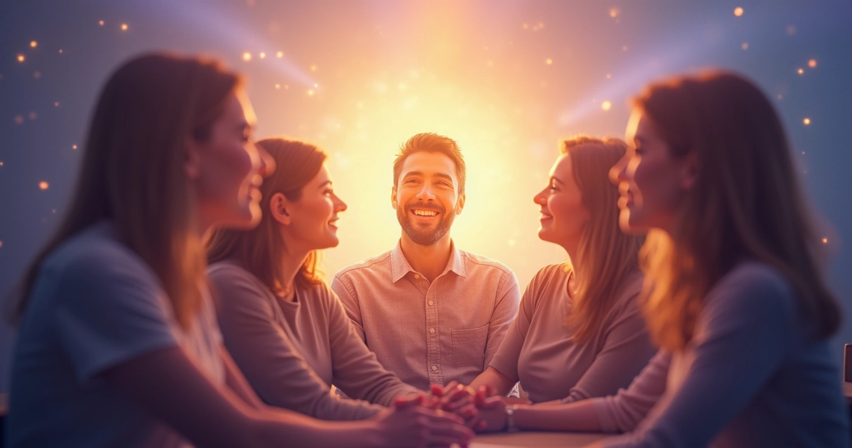 Representação visual do impacto humano positivo em um grupo de pessoas