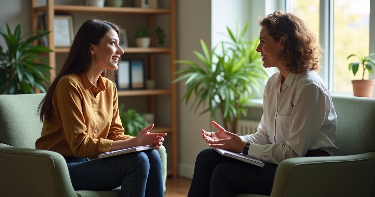 Liderança em conversa individual com profissional no escritório