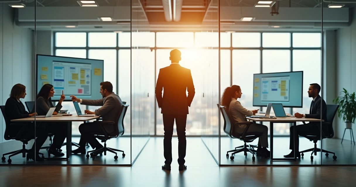 Líder diante de encruzilhada avaliando delegar ou assumir uma tarefa 