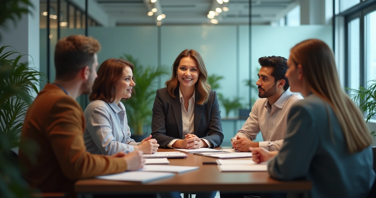 Líder conversando com equipe de forma aberta no escritório