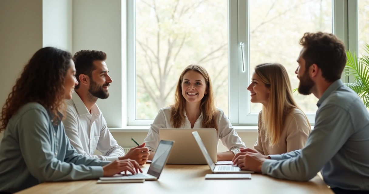Liderança em diálogo respeitoso com equipe no escritório