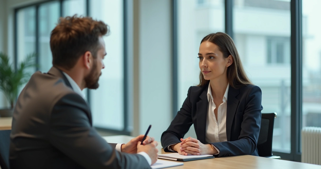 Liderança em conversa respeitosa com integrante da equipe 