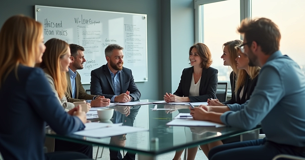 Líderes em debate, ambiente corporativo, comunicação aberta 