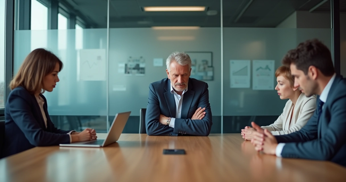 Líder em reunião contendo emoções difíceis em ambiente corporativo 