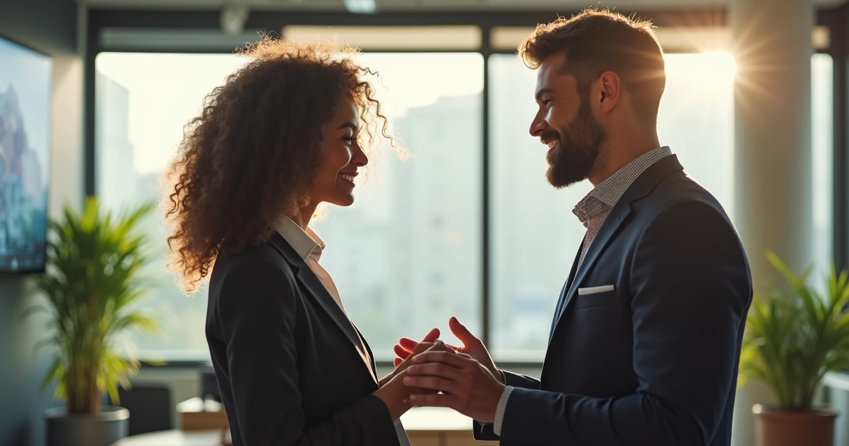 Líder orientando colaborador de forma empática na empresa 