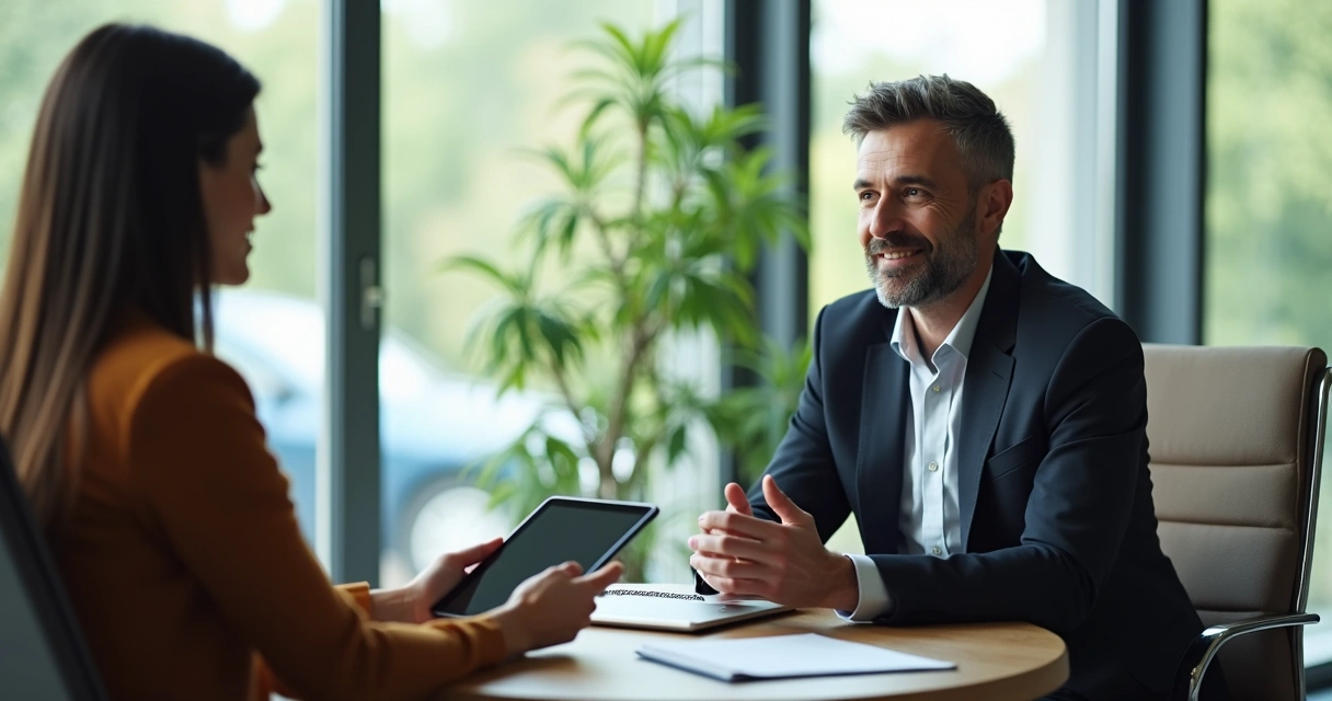 Líder de empresa ouvindo colaborador com empatia em reunião informal