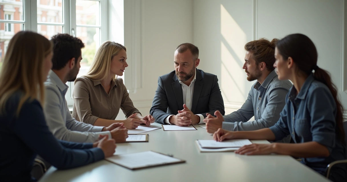 Líder escutando atentamente o time reunido