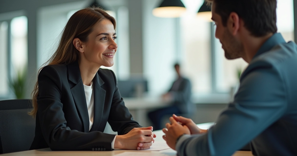 Gestora ouvindo atentamente membro da equipe. 
