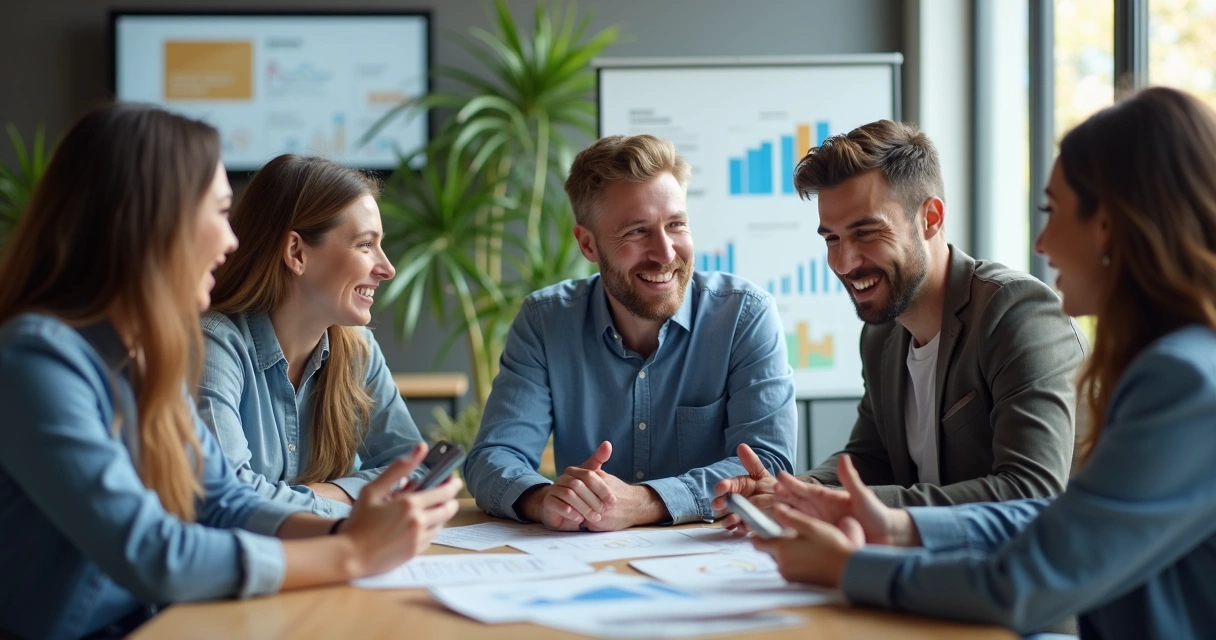 Líder com equipe reunida em ambiente de trabalho moderno 