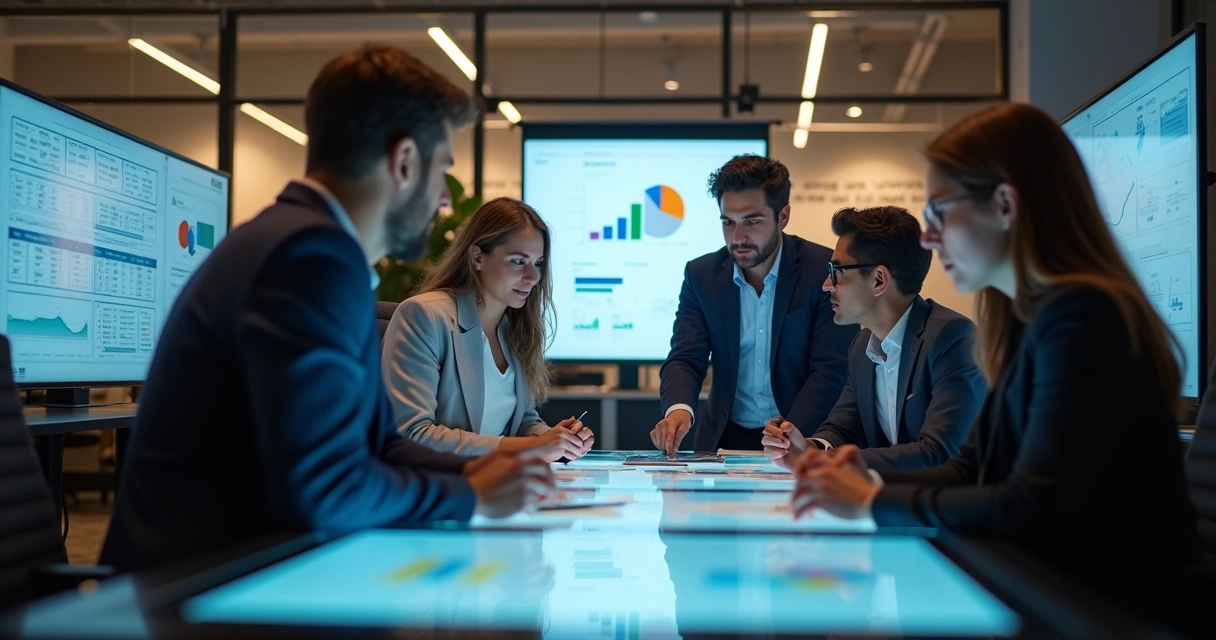 Equipe de negócios reunida em ambiente colaborativo