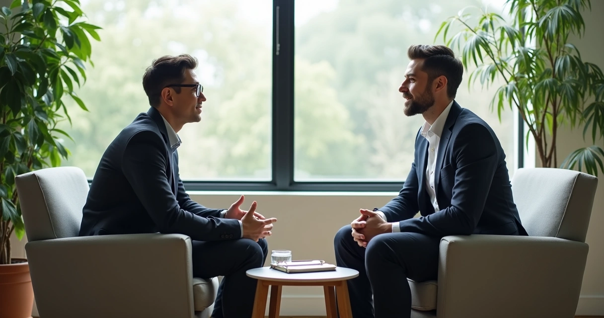 Liderança em conversa individual com colaborador 