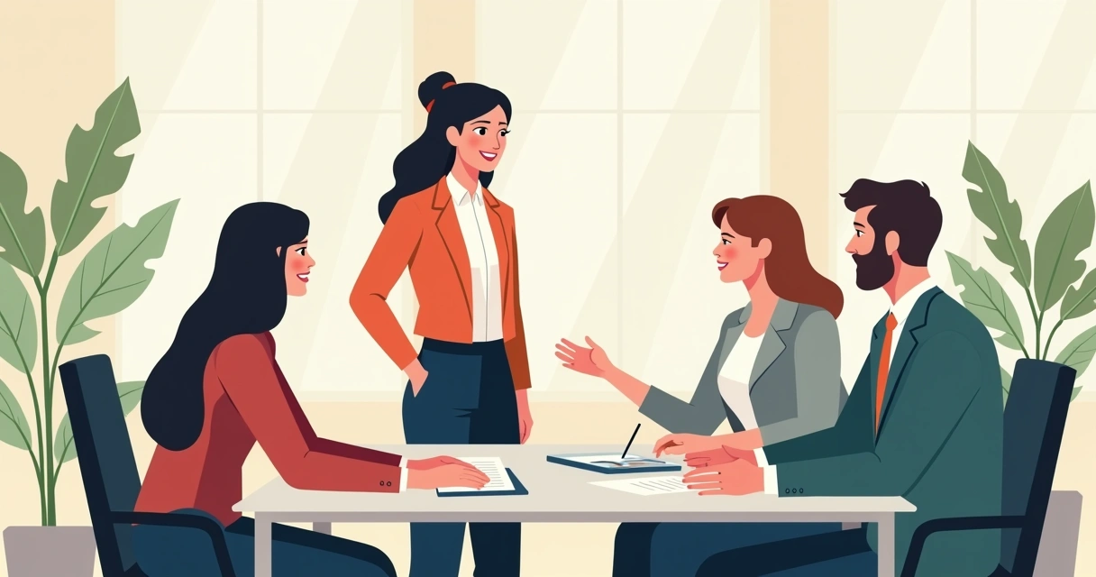 Gestor ouvindo atentamente mulher da equipe durante reunião 