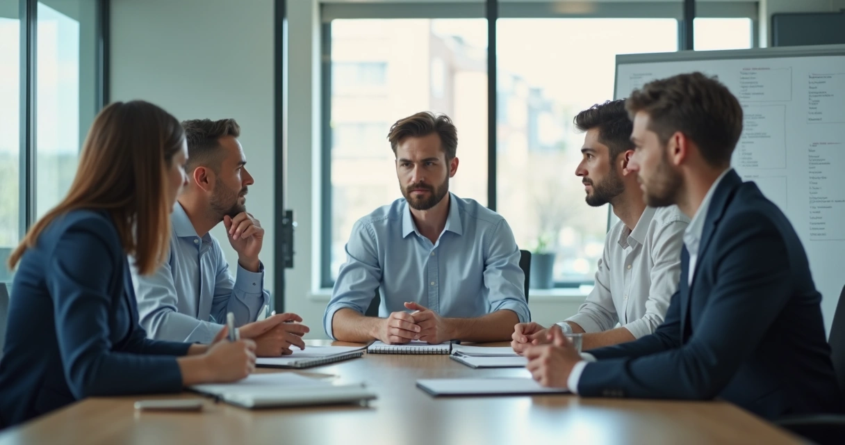 Liderança escutando equipe em conversa estruturada