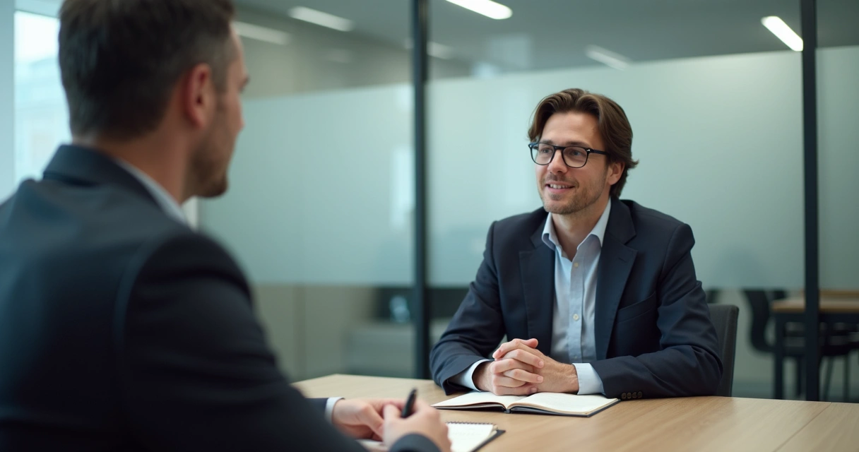 Líder conversando com integrante da equipe em ambiente reservado