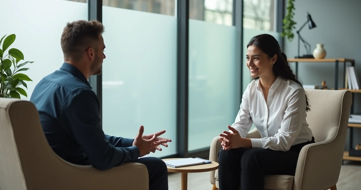 Líder conversando com colaborador em feedback respeitoso