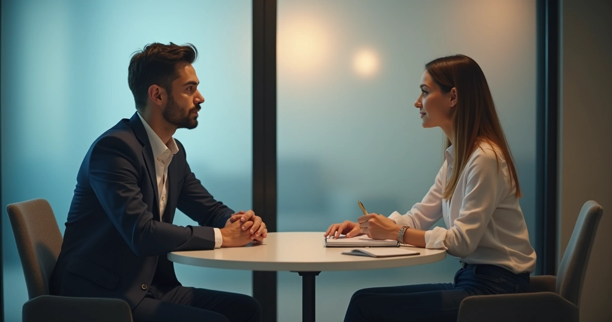 Liderança ouvindo colaborador em conversa reservada 