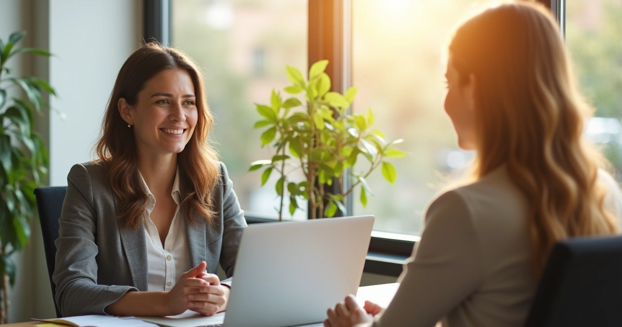 Líder escutando atentamente colaborador no escritório 