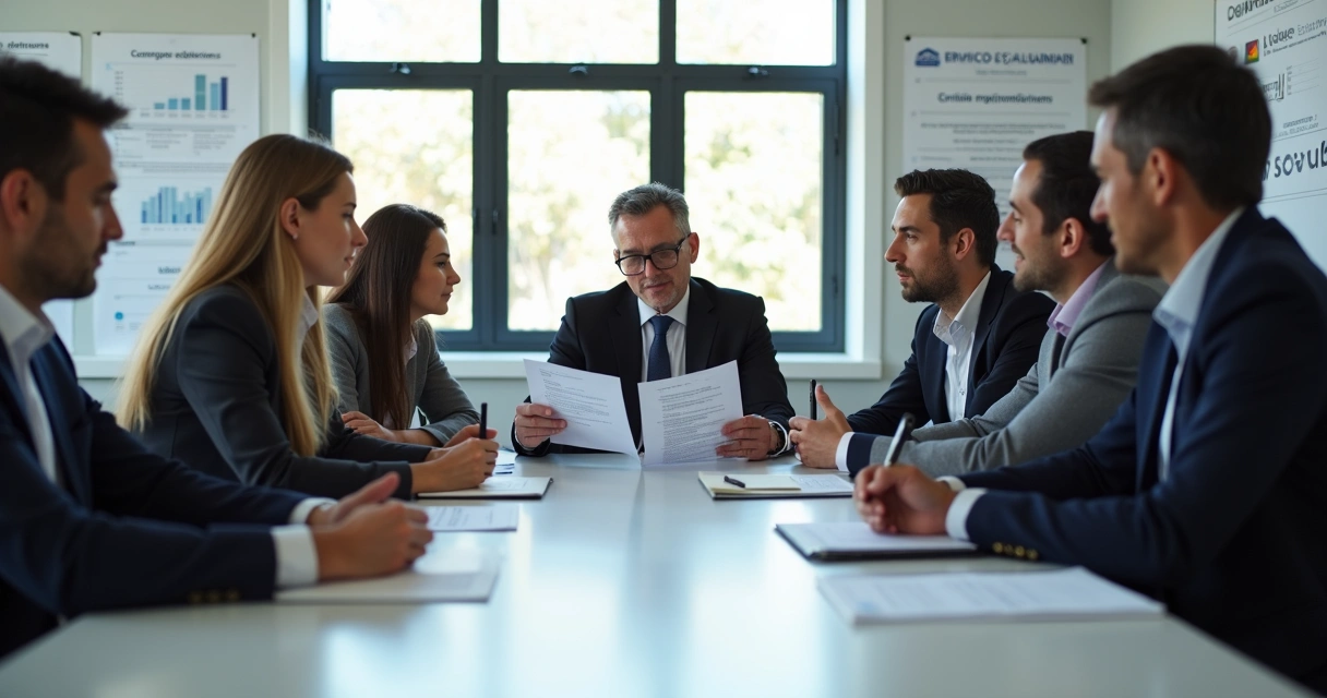 Gestores em reunião discutindo pautas éticas