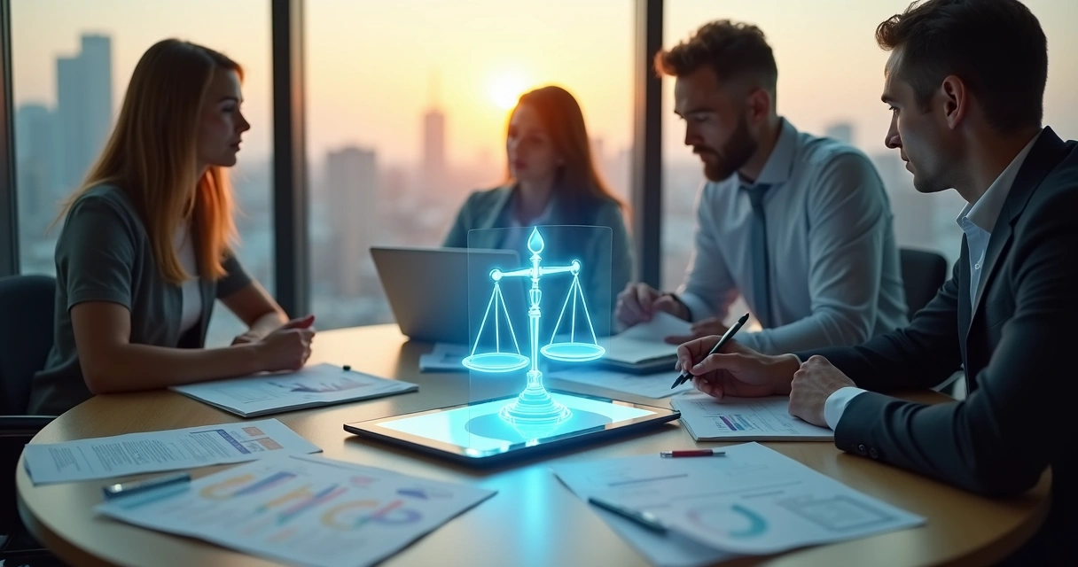 Liderança em reunião avaliando ética prática em ambiente corporativo moderno 