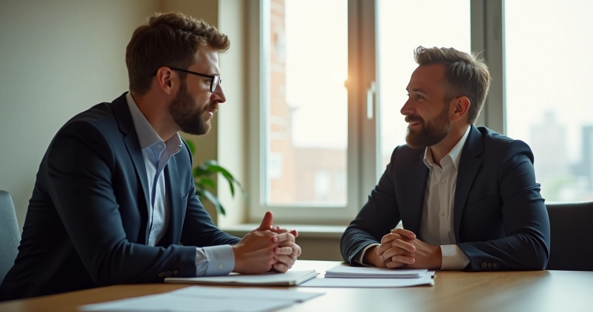 Líder ouvindo colaborador em situação de diálogo construtivo 