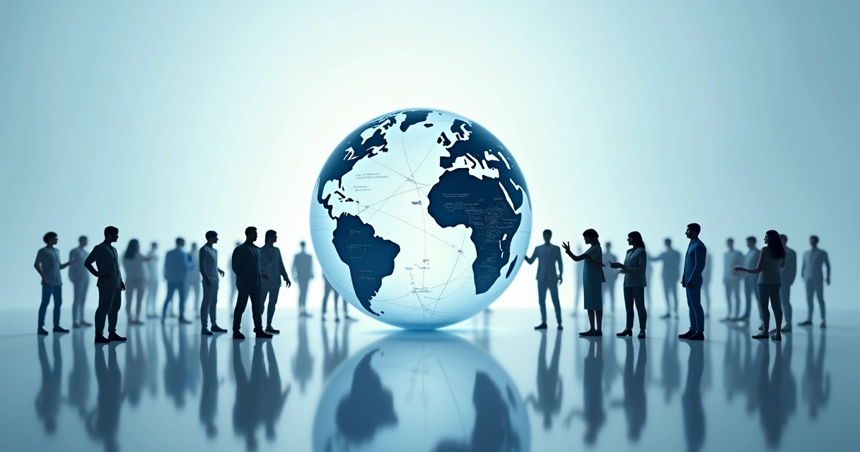 Globo com pessoas conectadas ao redor simbolizando impacto global 