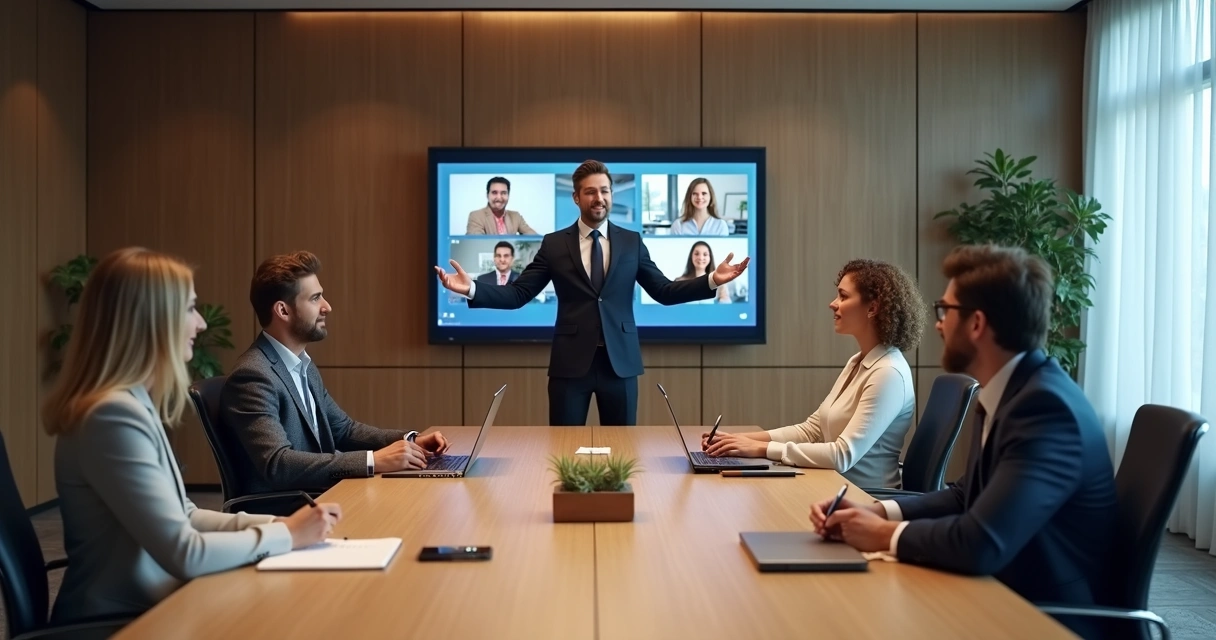 Líder conduz reunião virtual e presencial ao mesmo tempo