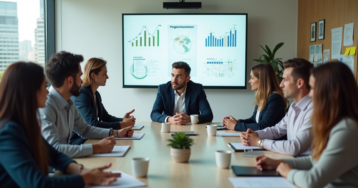 Líder conduz reunião humanizada em empresa brasileira moderna 