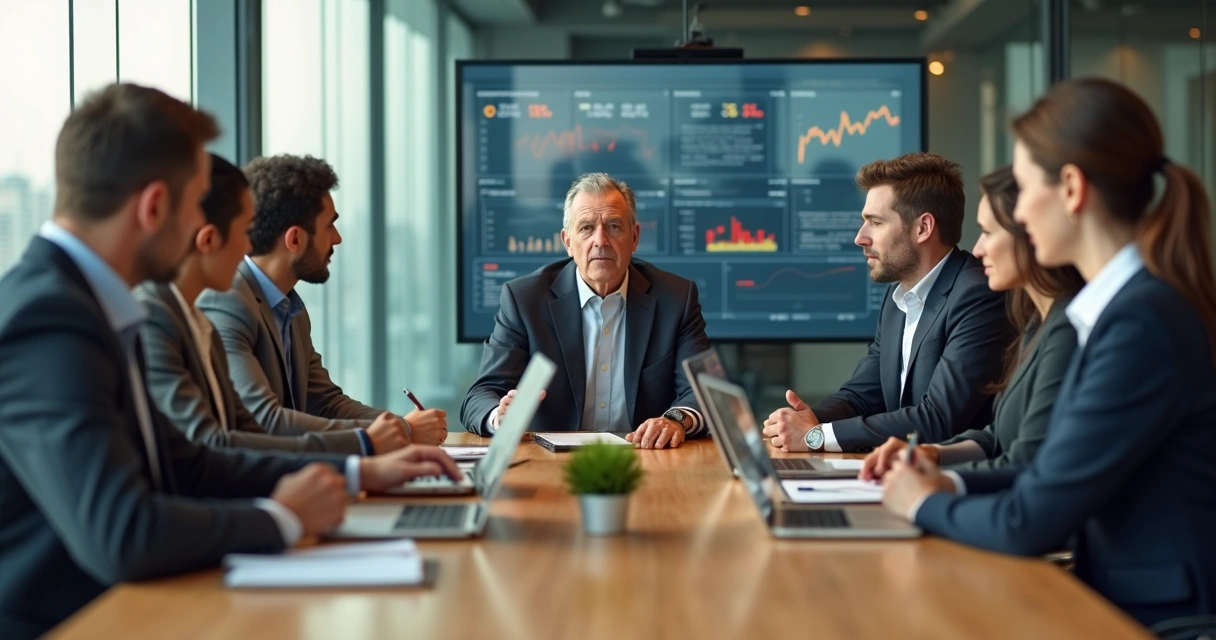 Líder conduz reunião calma com equipe em situação de crise 