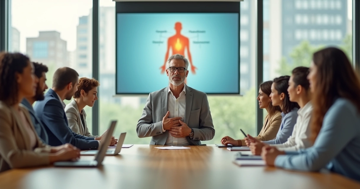 Líder de negócios com foco no corpo tomando decisão em reunião 